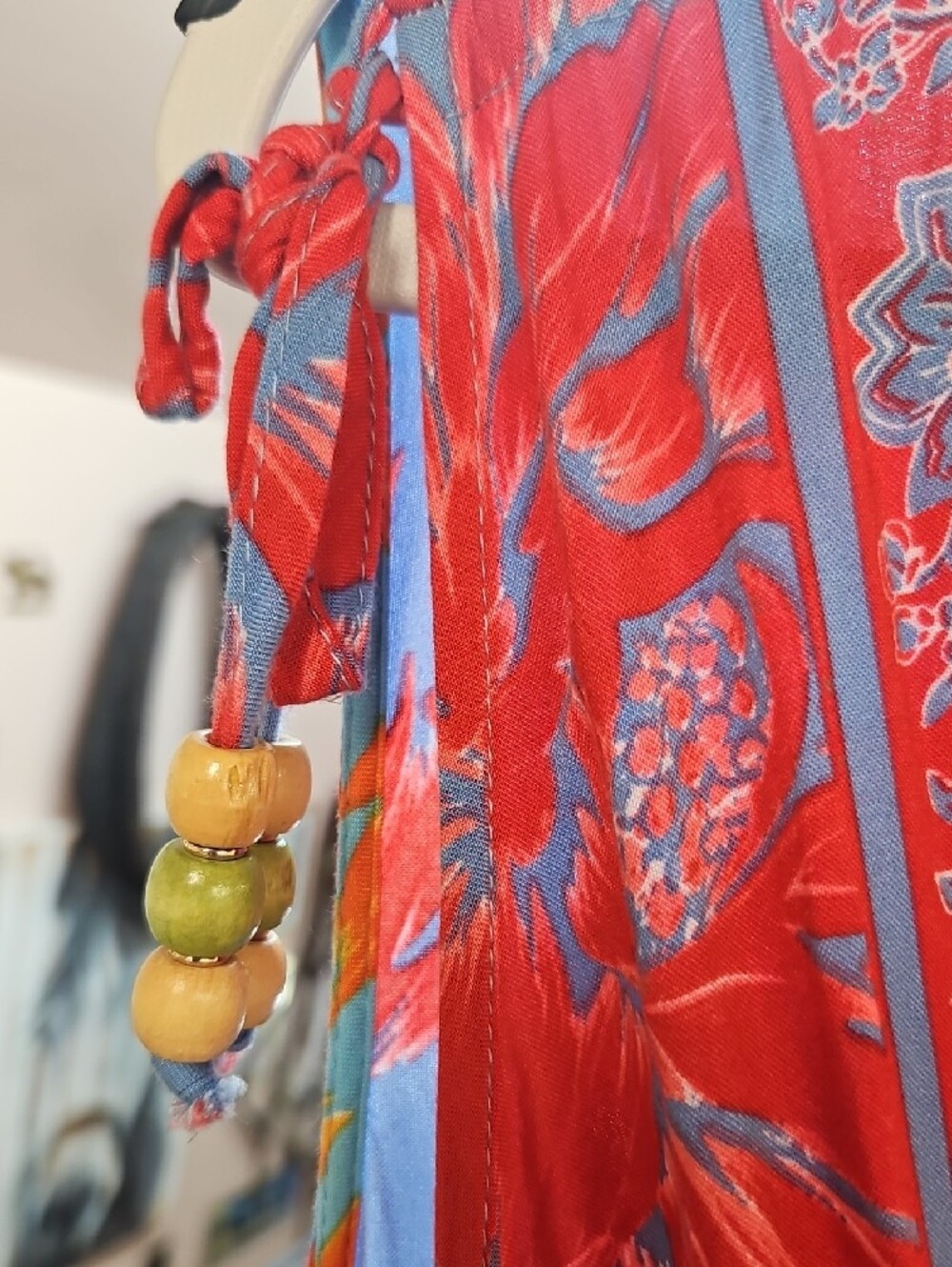 Bright Multi-Panel Floral Maxi Dress - Sleeveless Wrap - Picture 3 of 10